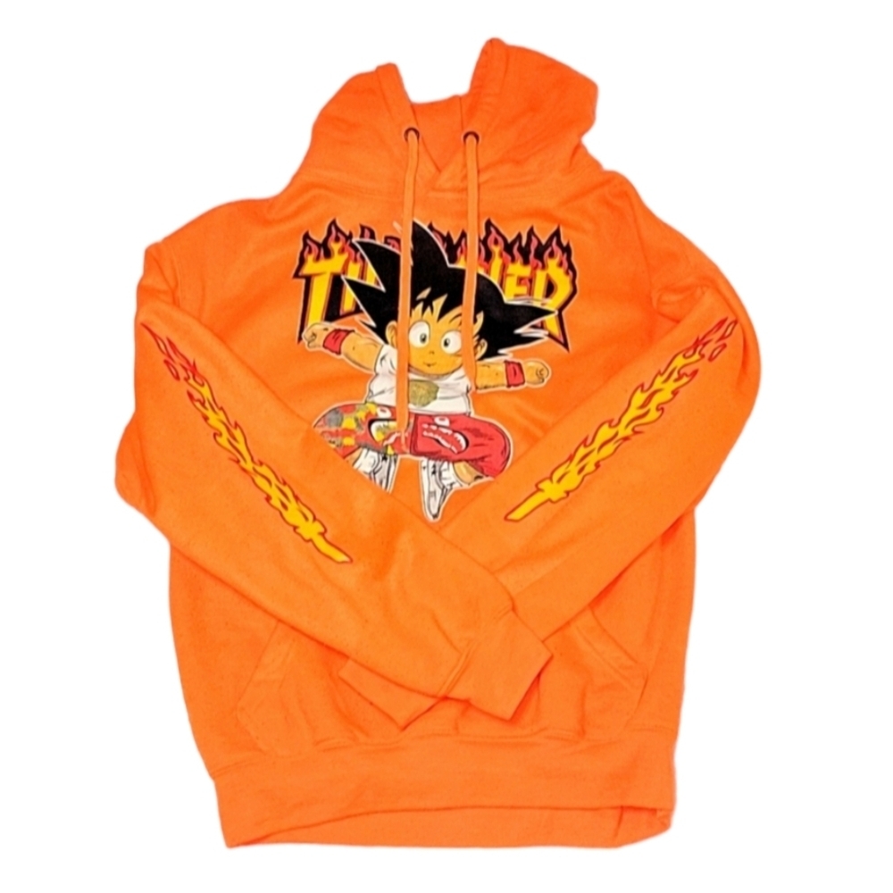 🔥 Southern Saltwater Men's Dragonball Z Goku Thrasher Hoodie Orange, Small 💥